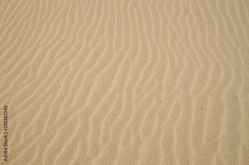 Yellow sand with waves on beach closeup Yellow sand with waves on beach closeup