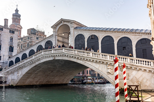 Italy, Venice, view of the Rialto bridge.