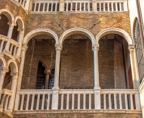 Italy  Venice  spiral staircase of Palazzo Contarini  view and details.
