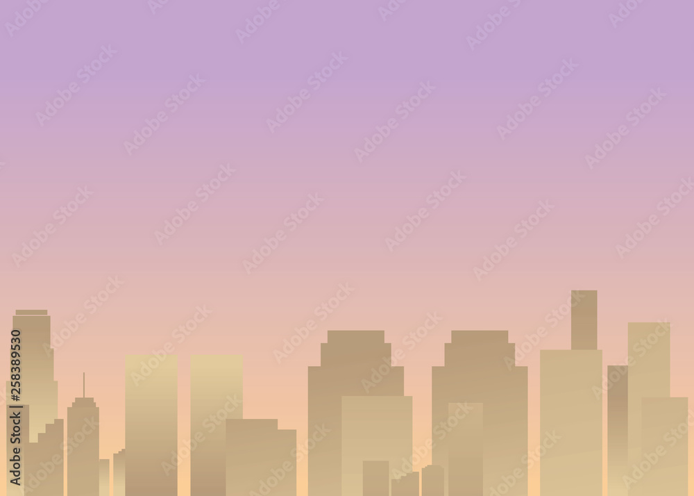 Sun rise city, cartoon vector illustration for web and print