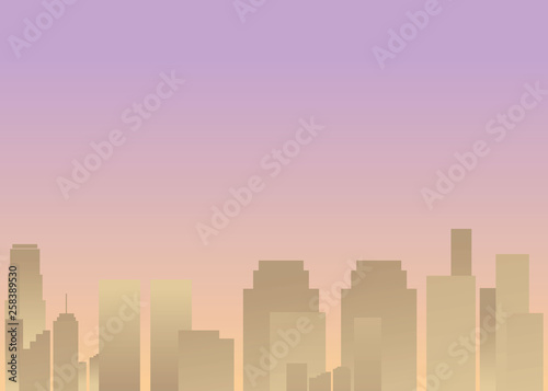 Sun rise city, cartoon vector illustration for web and print