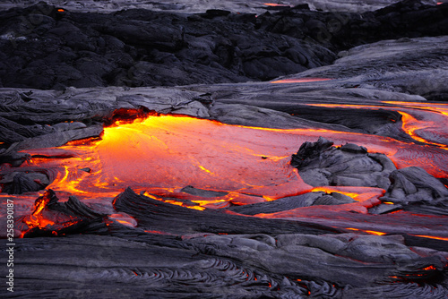 Flowing lava in Hawaii