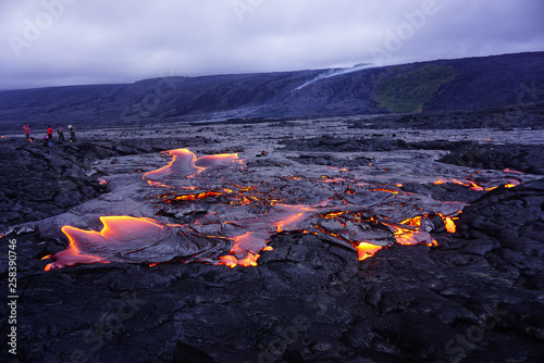 Flowing lava in Hawaii