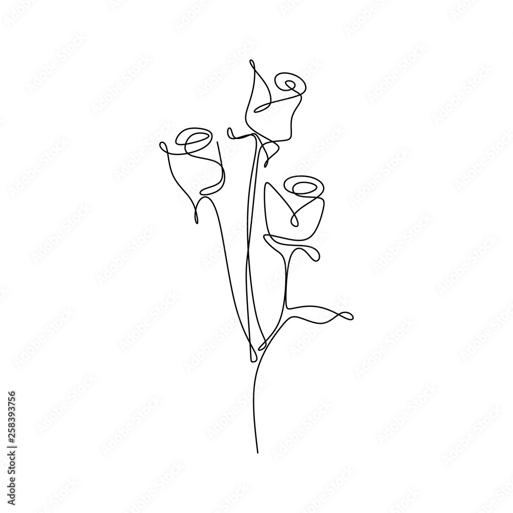 continuous line drawing of a rose. Stock Vector | Adobe Stock