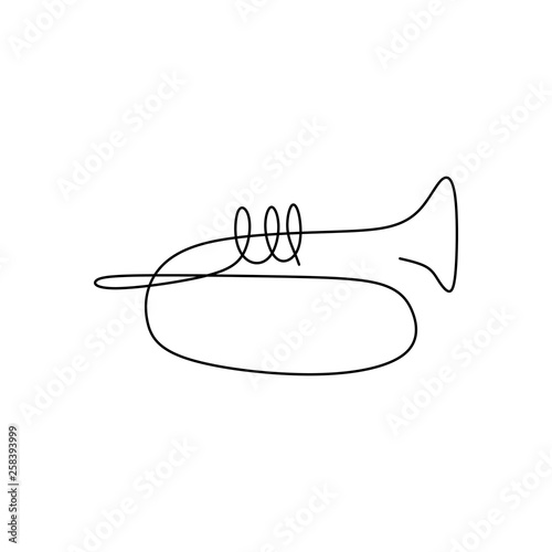 picture of a continuous line of trumpet musical instruments.