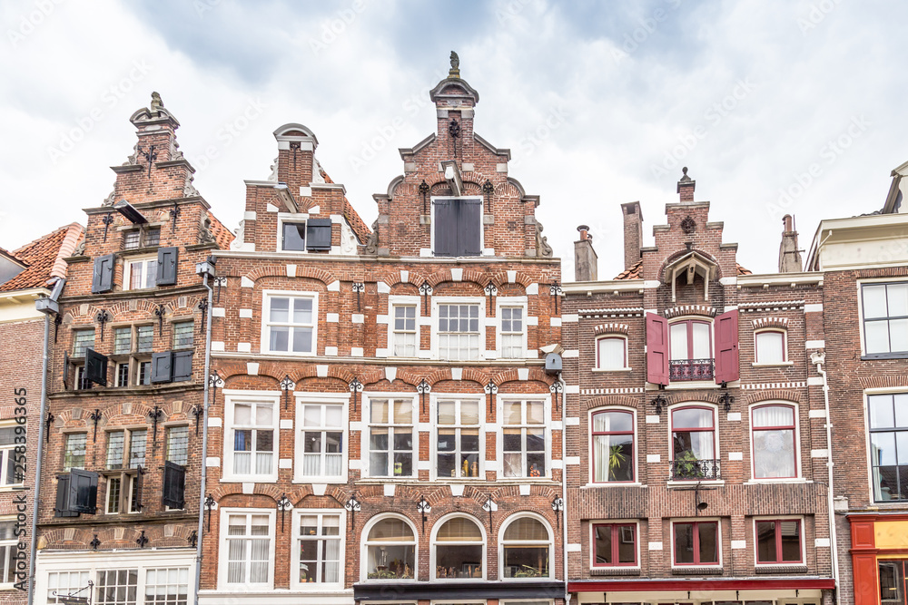 Historic Dutch houses in the old city center of Zutphen in Gelderland in the Netherlands