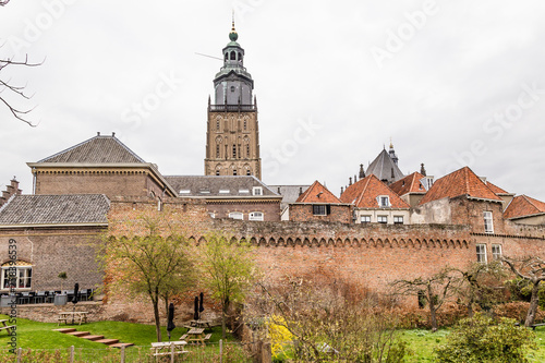 Cityscape of Zutphen with Saint Walburgis church  a medieval city along the river IJssel in Gelderland in the Netherlands