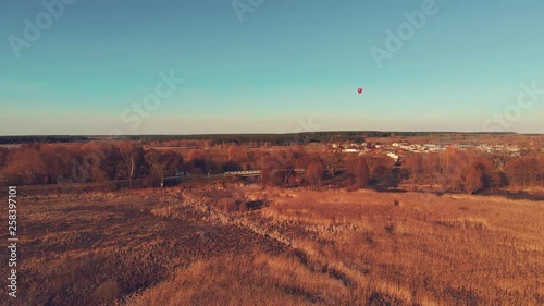 Aerial dolly shot of countryside