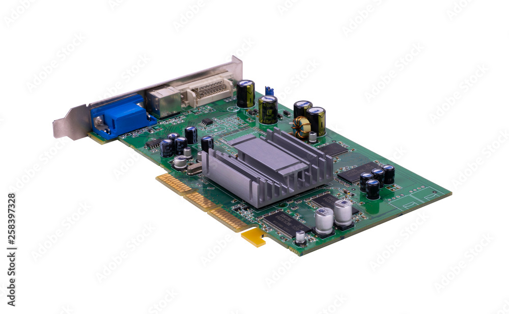 computer board close up on white background computer board close up on white background