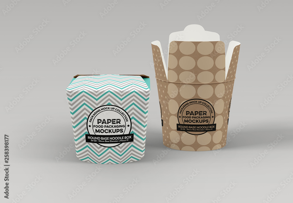 2 Round To Go Noodle Boxes Mockup Stock Template Adobe Stock
