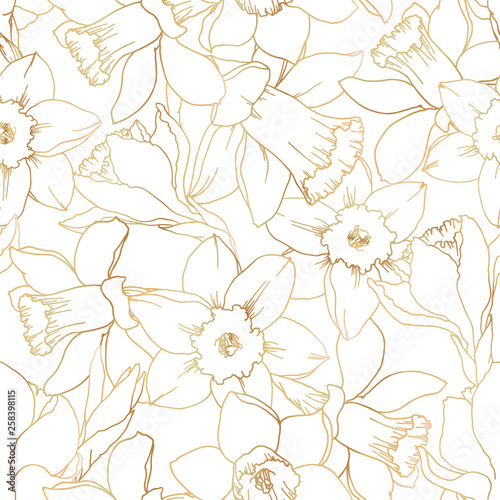 narcissus contour seamless pattern