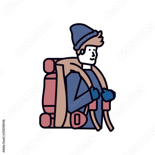 traveler man with travel bag avatar character