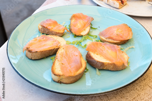 The salmon canapes appetizers