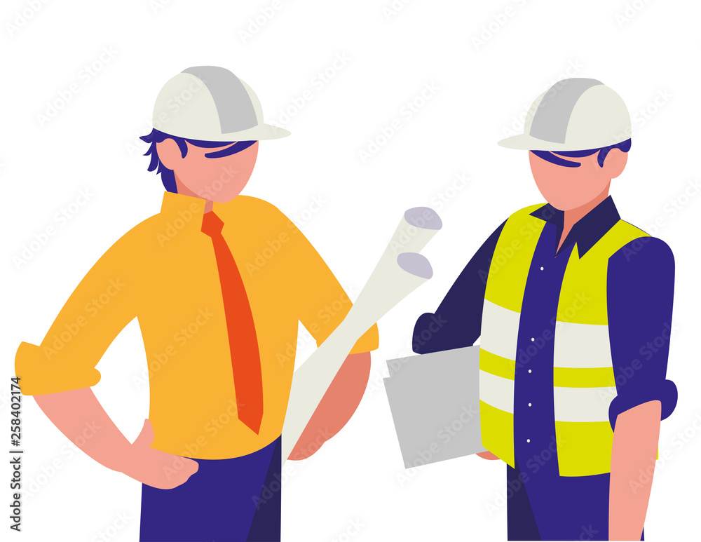 couple of men builders working couple of men builders working