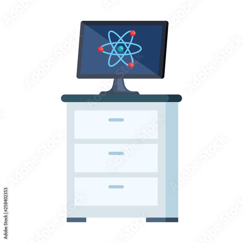 desktop with atom molecule in drawer