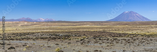 The Andes plateau with a volcano on the horizon