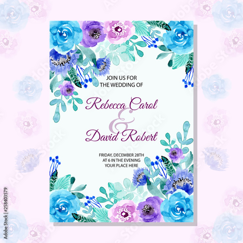 wedding invitation card with watercolor floral