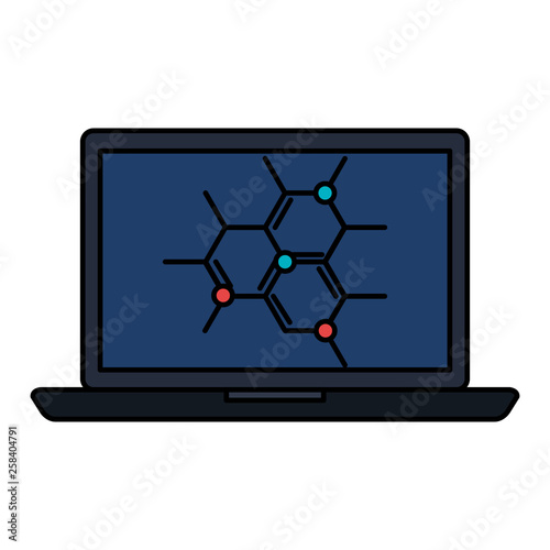 laptop with structure molecular