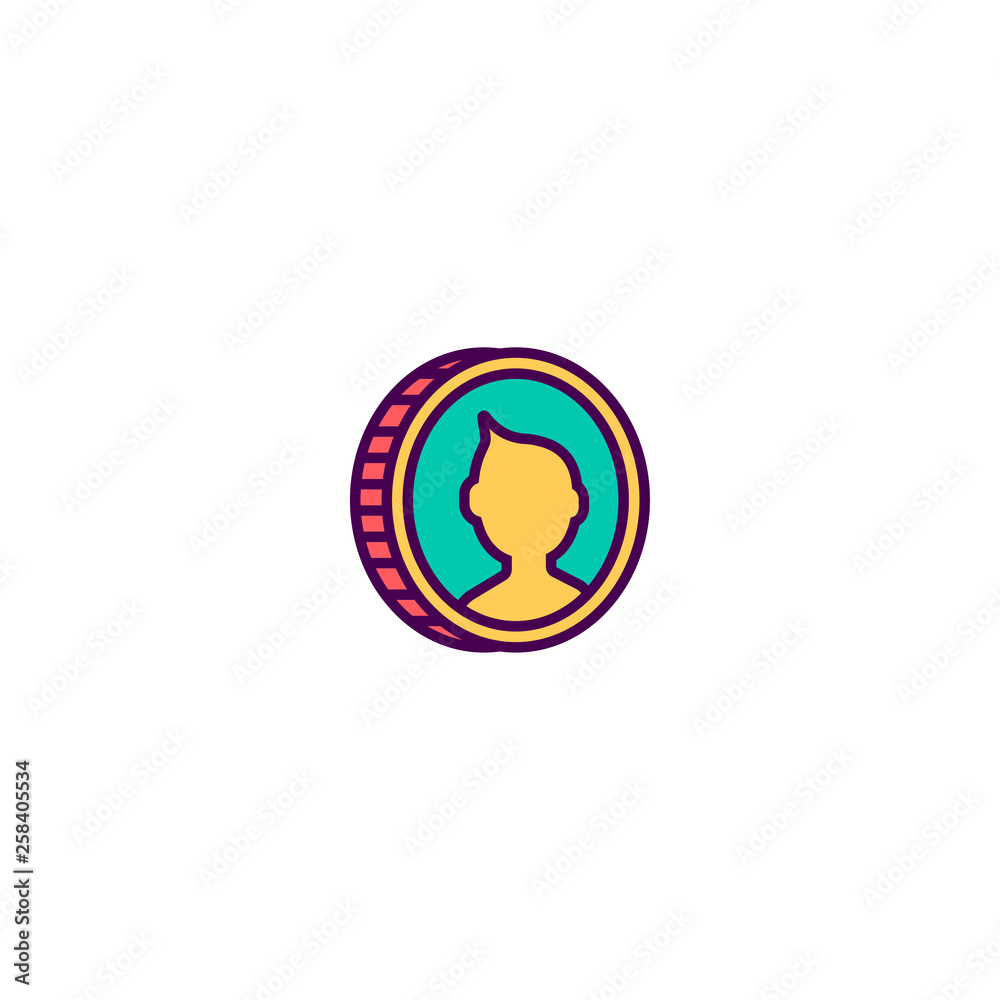coin icon line design. Business icon vector design coin icon line design. Business icon vector design