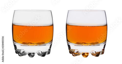 two glasses of brandy isolated on a white background