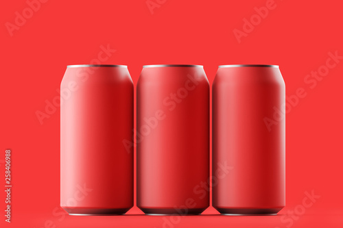 Blank beer, cola, soda aluminium red can
