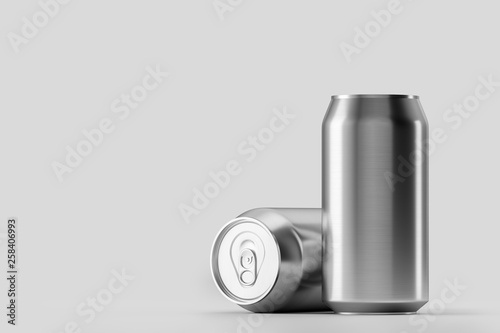 Blank beer, cola, soda aluminium grey can