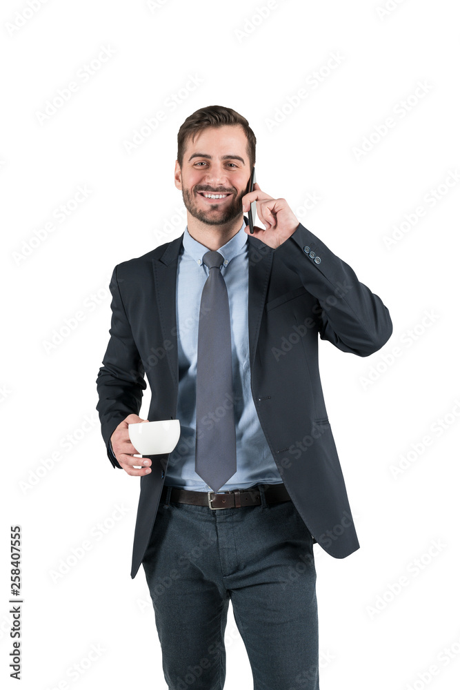 Portrait of a smiling young business man using smartphone Portrait of a smiling young business man using smartphone