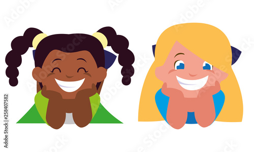 happy little interracial girls characters