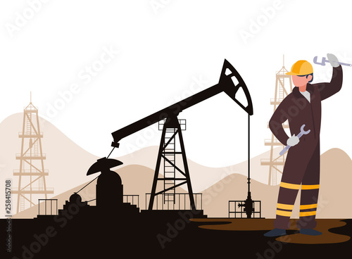 oil industry worker with tools avatar character