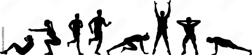 People Fitness Workout Silhoutte