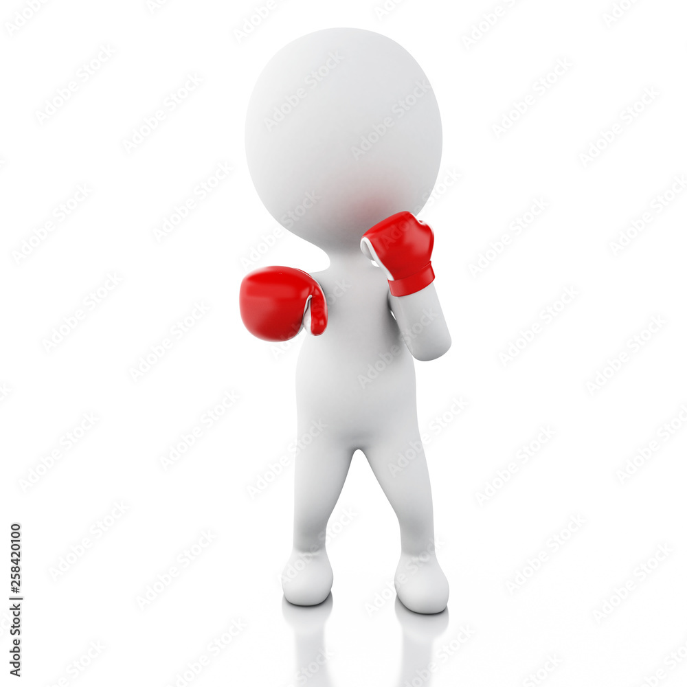 3d White people with boxing gloves. 3d White people with boxing gloves.