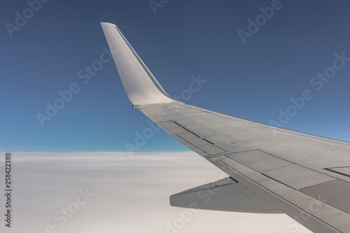 View of the earth from the wing of the aircraft.