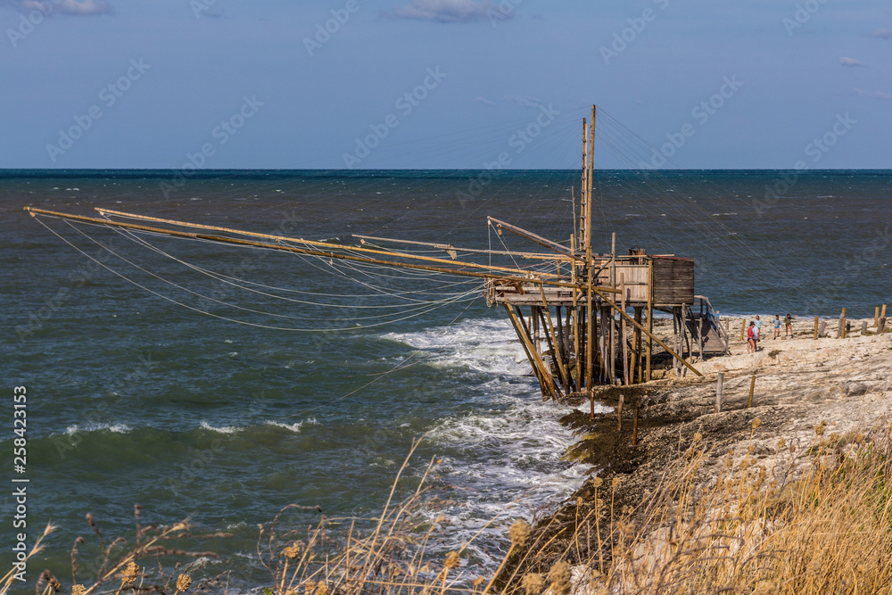Old contruction by fishermen in the adriatic coast of Italy