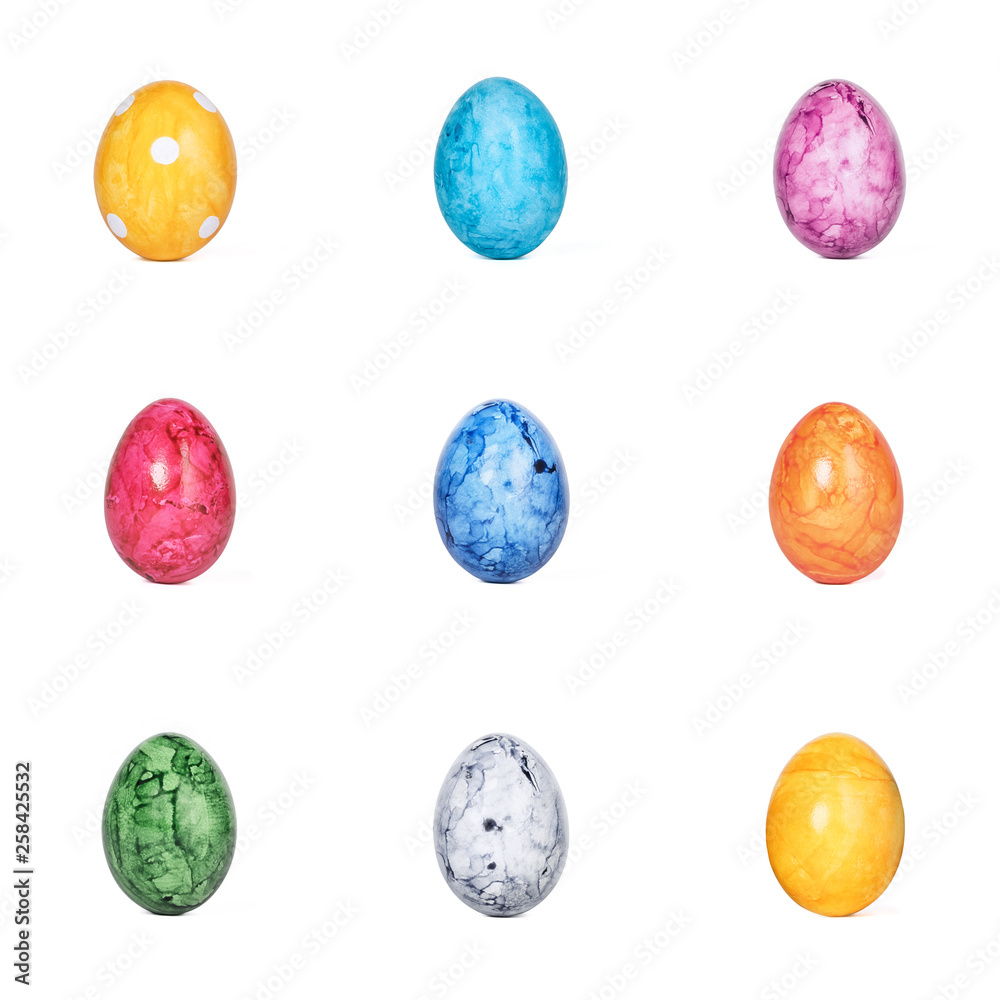 Collection of different decorative Easter eggs isolated on white background Collection of different decorative Easter eggs isolated on white background