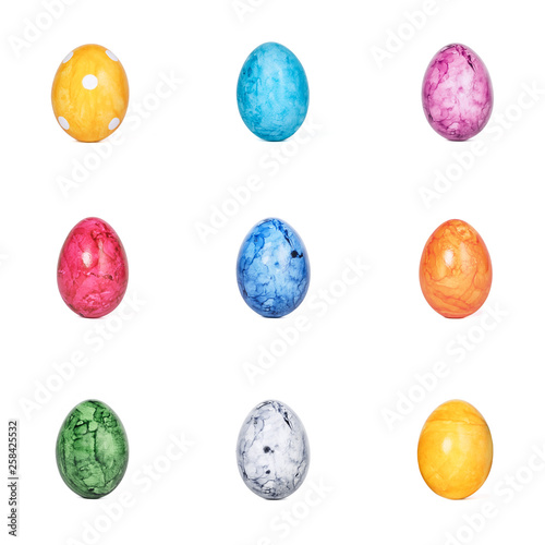 Collection of different decorative Easter eggs isolated on white background