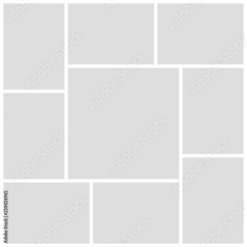 Gray mood board template on white background