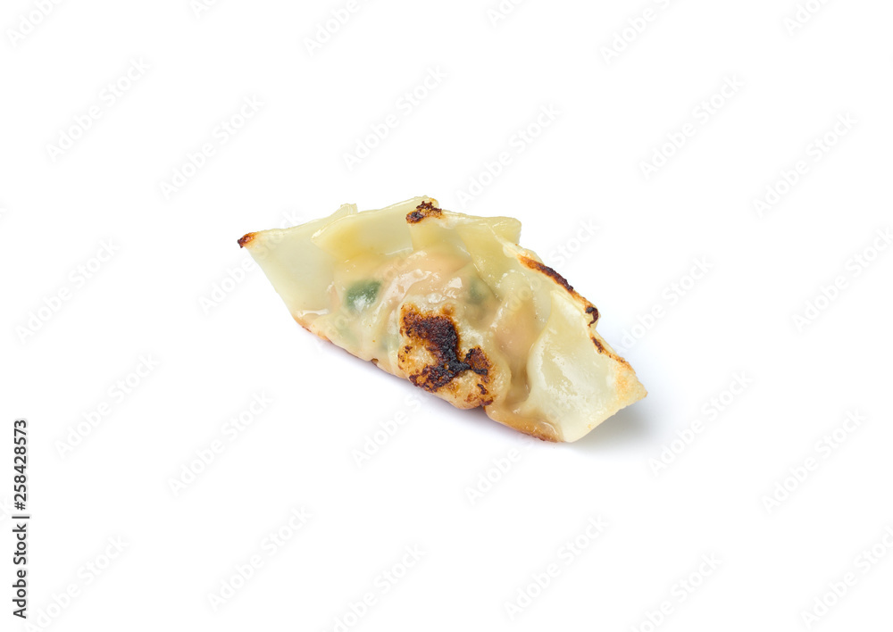 fried dumplings or gyoza isolated on white background