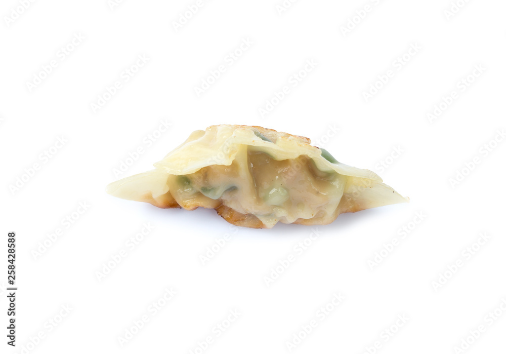 fried dumplings or gyoza isolated on white background fried dumplings or gyoza isolated on white background