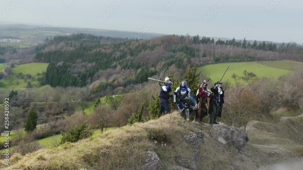 Fantasy Group Walking in Mountains Fantasy Group Walking in Mountains