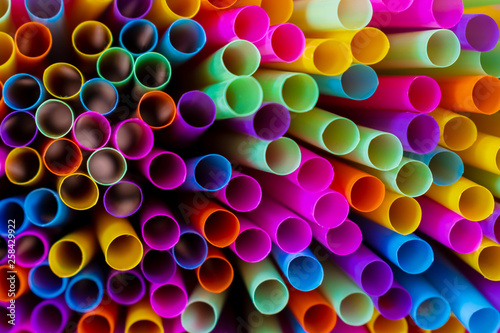 Close up to plenty colorful straws background © Cosminxp
