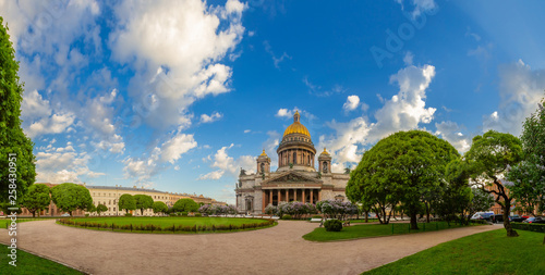 Panorama of St. Petersburg in the summer. Center of Petersburg. Saint Isaac's Cathedral. Cities of Russia. Summer day. Perspective of St. Isaac's Square. Saint Petersburg.