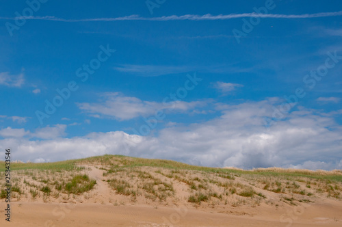 Beautiful sand dunes at Camber Sands, East Sussex, United Kingdom.