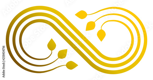 Infinity flourish symbol icon - golden gradient, isolated - vector