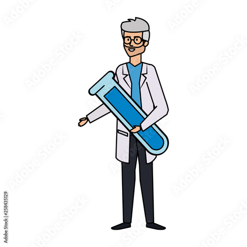 professional doctor with tube test avatar character