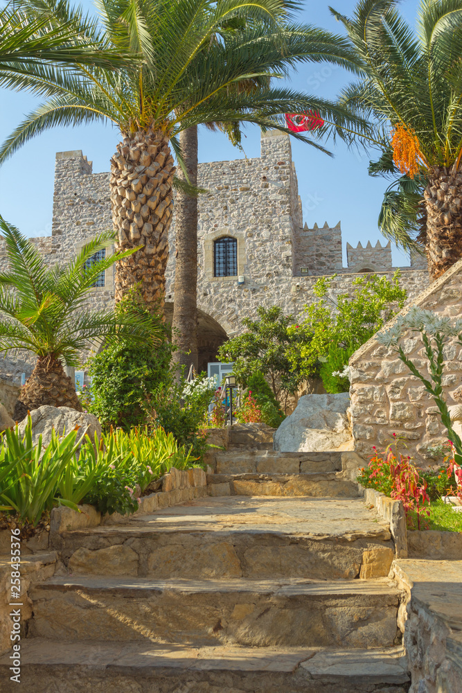 Castle of Marmaris behind the palm trees