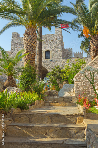 Castle of Marmaris behind the palm trees © tverkhovynets