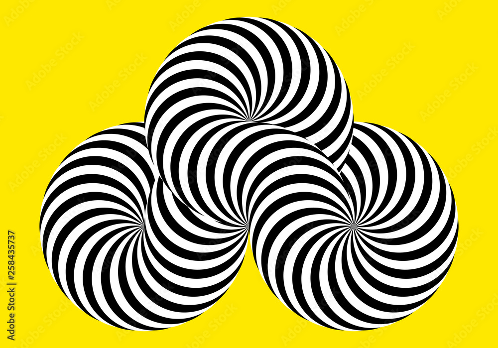 Infinity symbol of interlaced circles. Impossible shape on color
