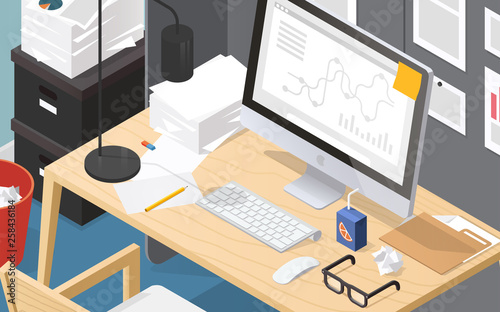 Isometric Office Workplace Illustration