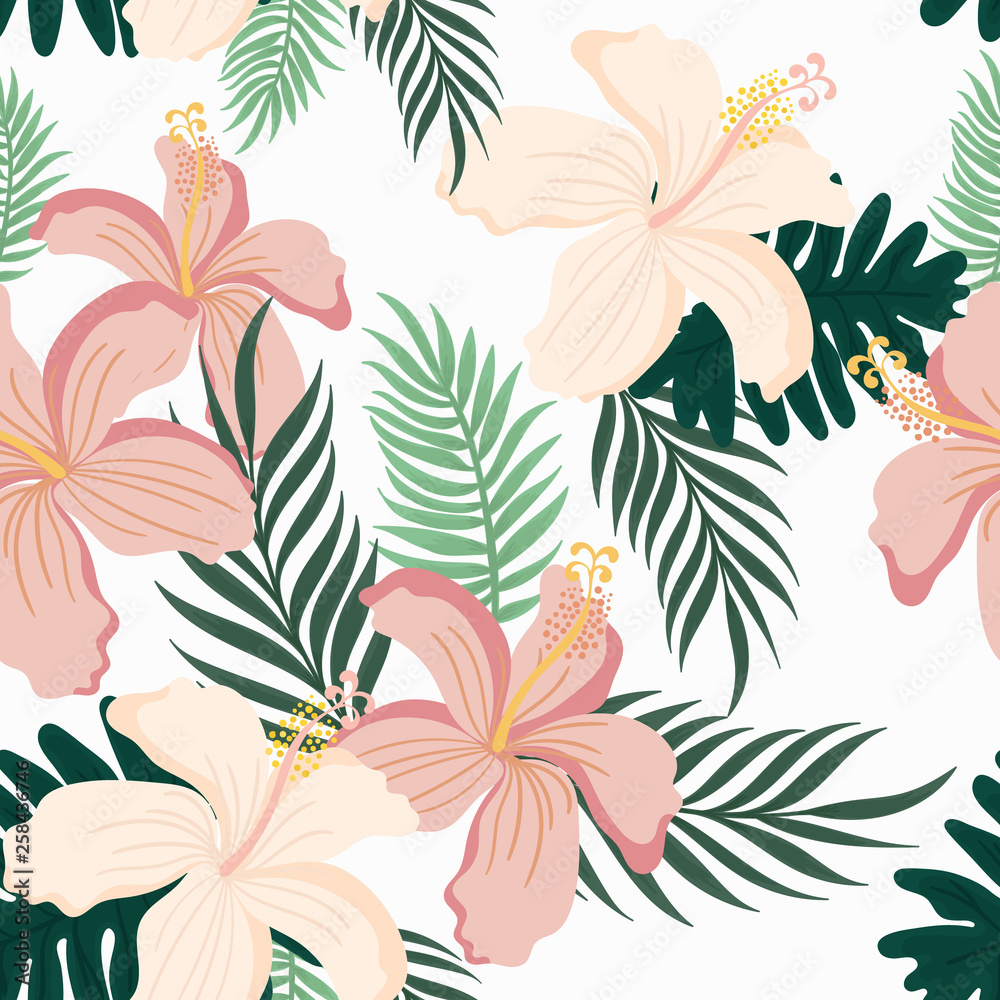 seamless pattern. floral design. Paradise nature. Jungle foliage. Exotic plants. floral design. vector illustration.