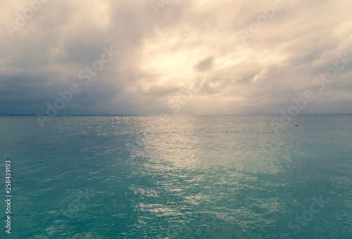 Amazing sunset at the pier of Isla Mujeres, Cancun, Quintana Roo Mexico